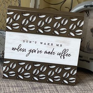 NEW! ☕️ Shabby Chic Cottage Farmhouse Coffee Bar Rustic Wood Coffee Sign